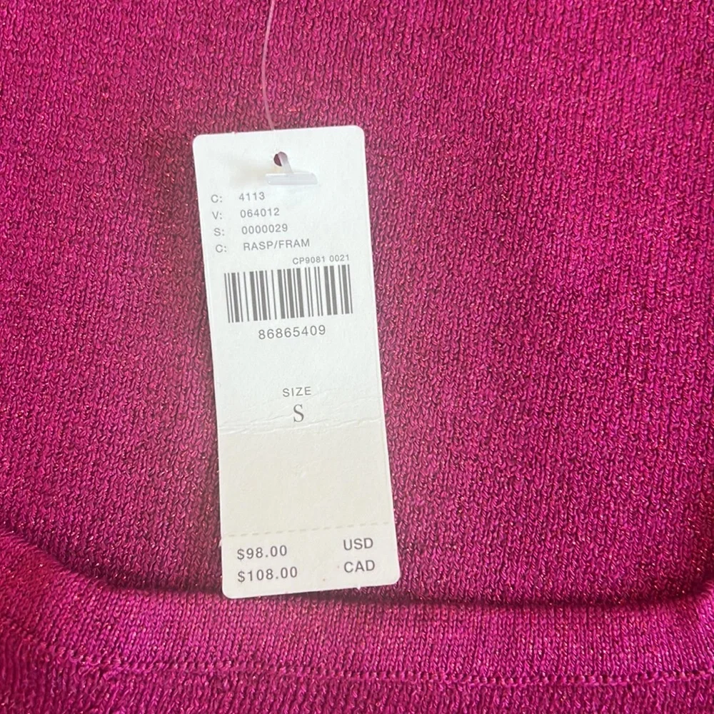 Maeve by Anthropologie NWT Square Neck Bell Sleeve Sweater Raspberry Sparkle - Picture 8 of 9